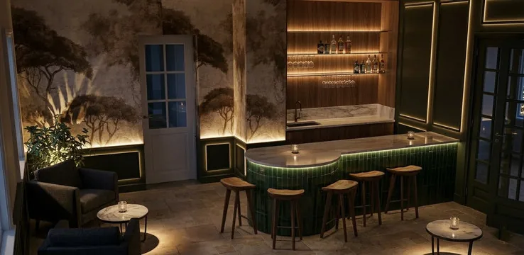 Rendu 3D du bar de nuit